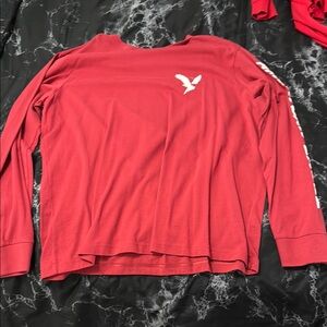Red Long Sleeve Shirt with Bird Logo